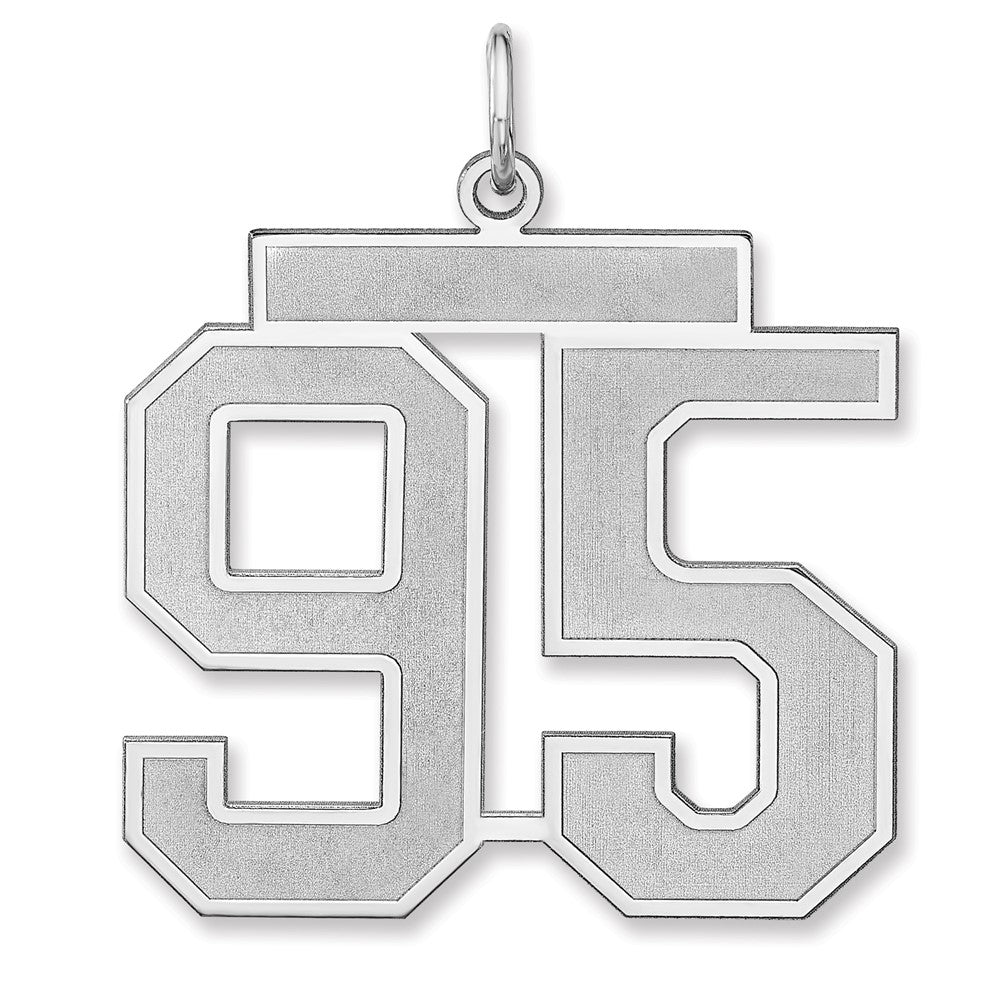 Sterling Silver, Jersey Collection, Extra Large Number 95 Pendant, Item P33459-95 by The Black Bow Jewelry Co.