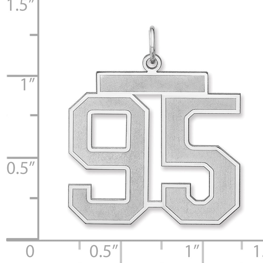 Alternate view of the Sterling Silver, Jersey Collection, Extra Large Number 95 Pendant by The Black Bow Jewelry Co.