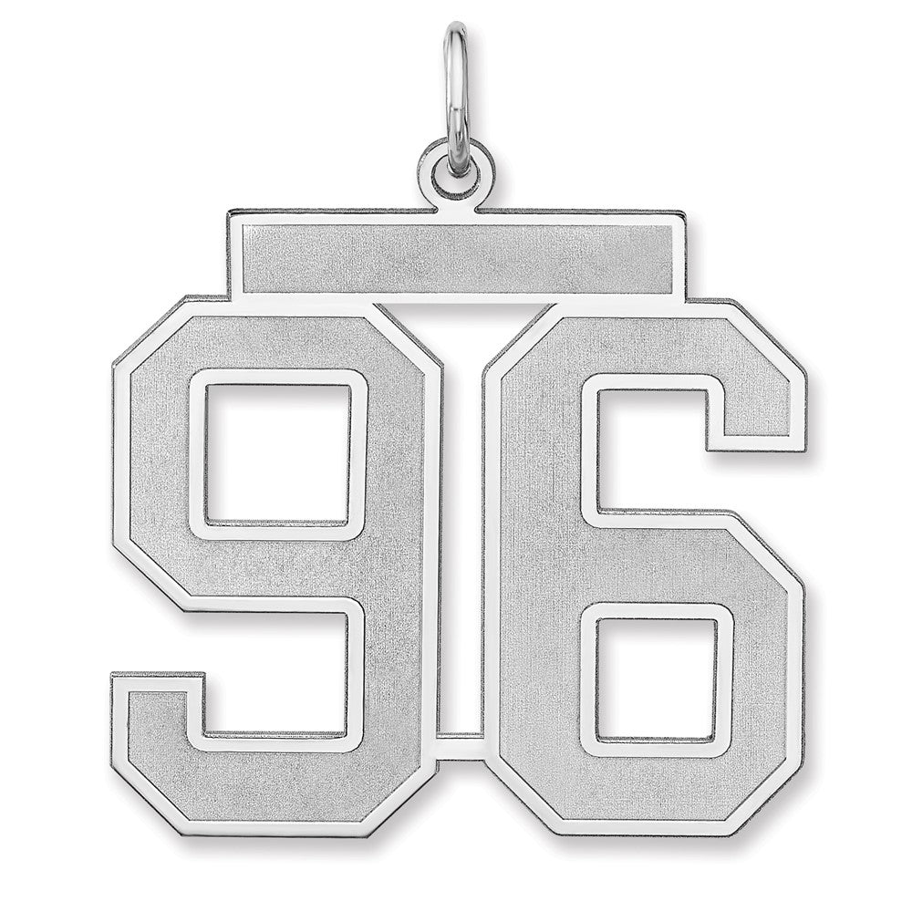 Sterling Silver, Jersey Collection, Extra Large Number 96 Pendant, Item P33459-96 by The Black Bow Jewelry Co.