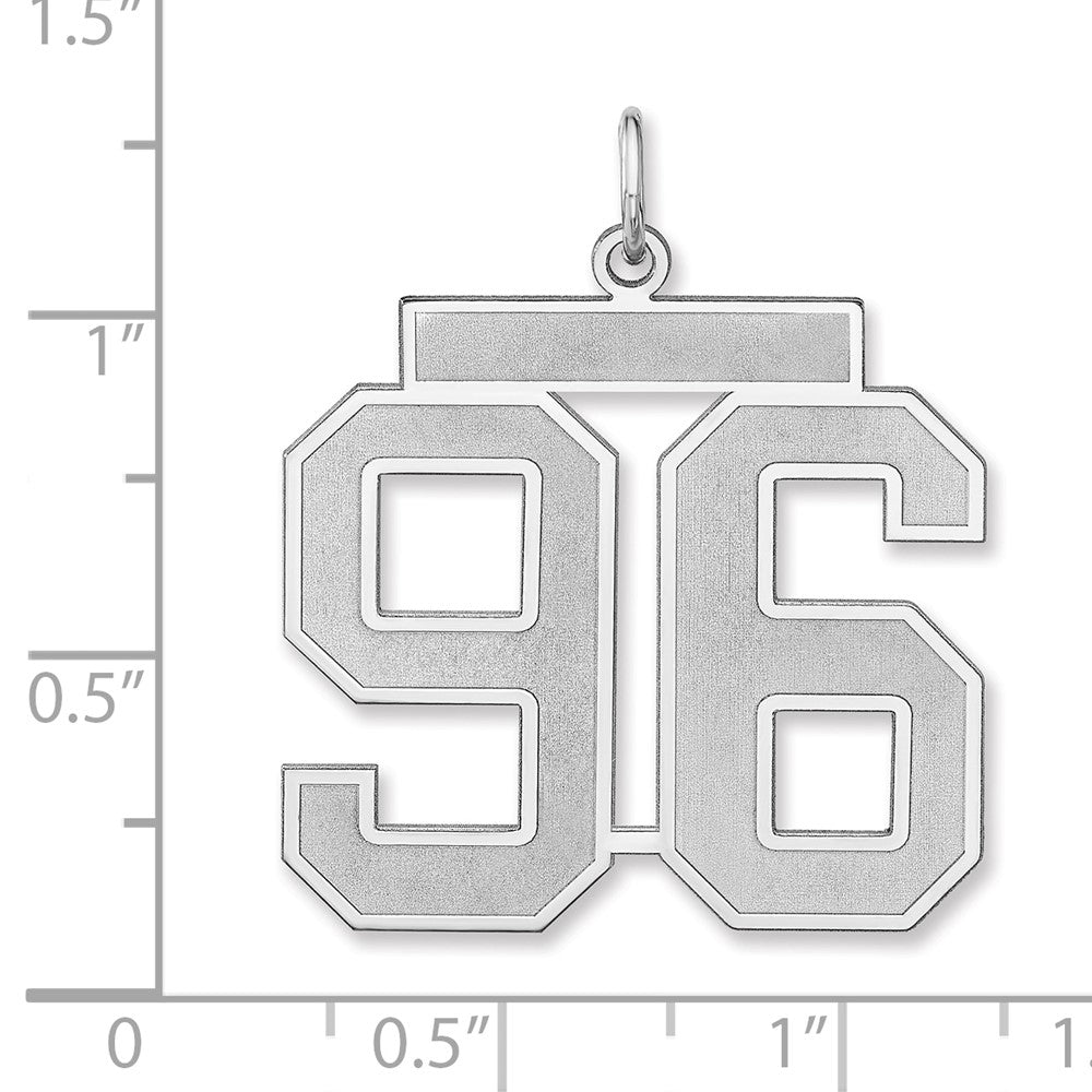 Alternate view of the Sterling Silver, Jersey Collection, Extra Large Number 96 Pendant by The Black Bow Jewelry Co.