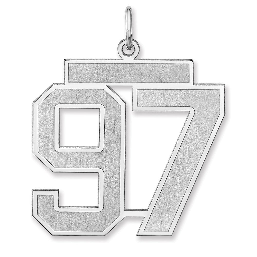 Sterling Silver, Jersey Collection, Extra Large Number 97 Pendant, Item P33459-97 by The Black Bow Jewelry Co.