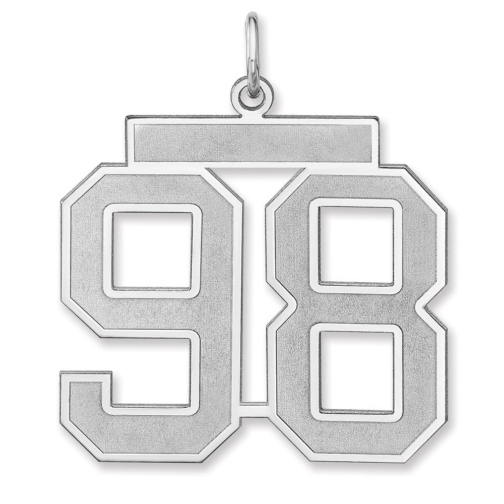 Sterling Silver, Jersey Collection, Extra Large Number 98 Pendant, Item P33459-98 by The Black Bow Jewelry Co.