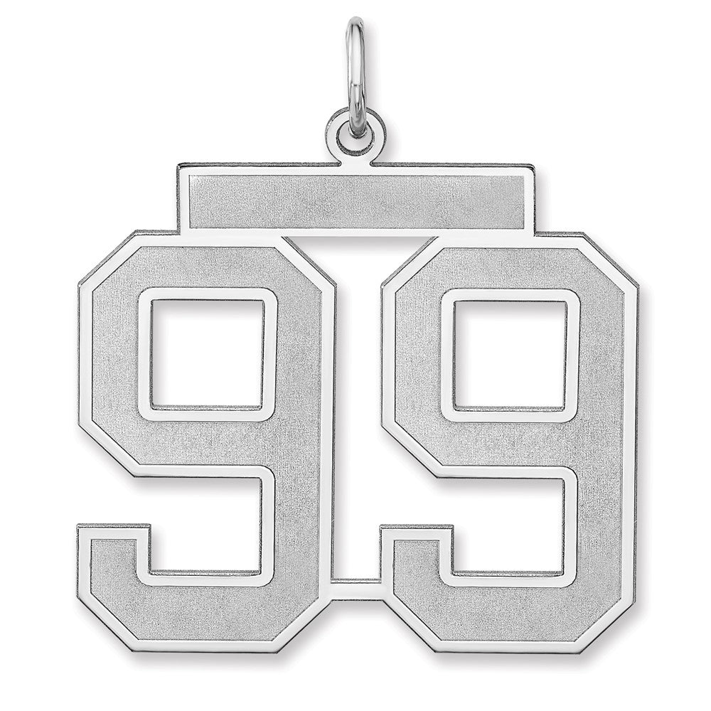 Sterling Silver, Jersey Collection, Extra Large Number 99 Pendant, Item P33459-99 by The Black Bow Jewelry Co.