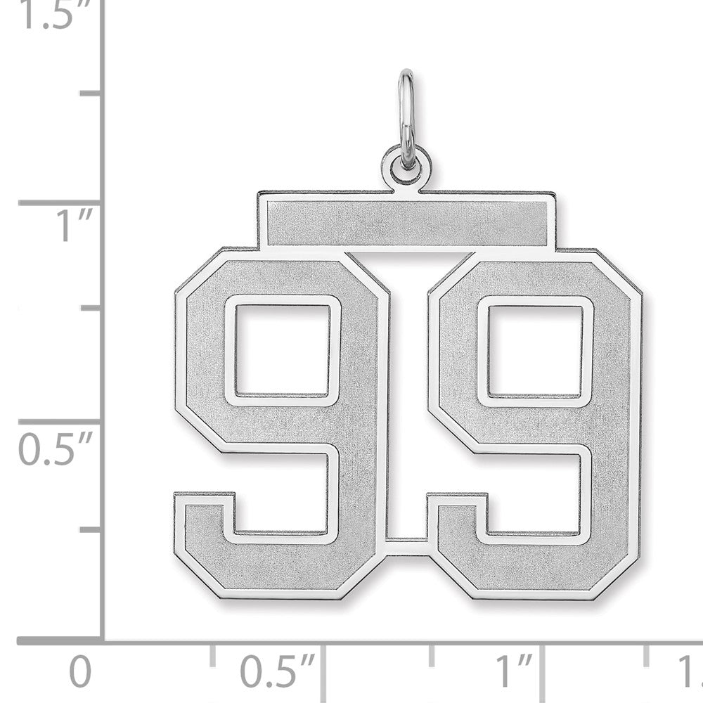 Alternate view of the Sterling Silver, Jersey Collection, Extra Large Number 99 Pendant by The Black Bow Jewelry Co.