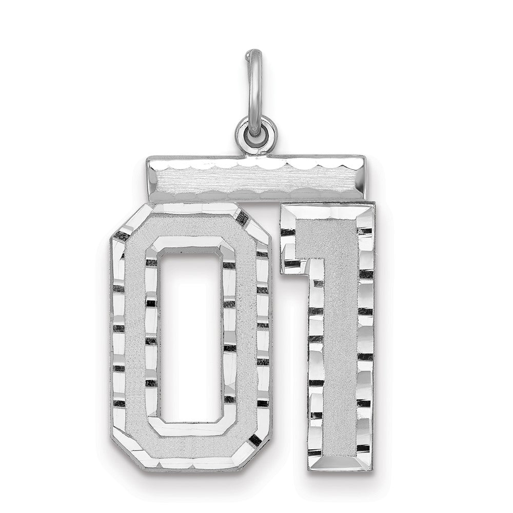 Sterling Silver, Varsity Collection, Large D/C Pendant, Number 01, Item P33460-01 by The Black Bow Jewelry Co.