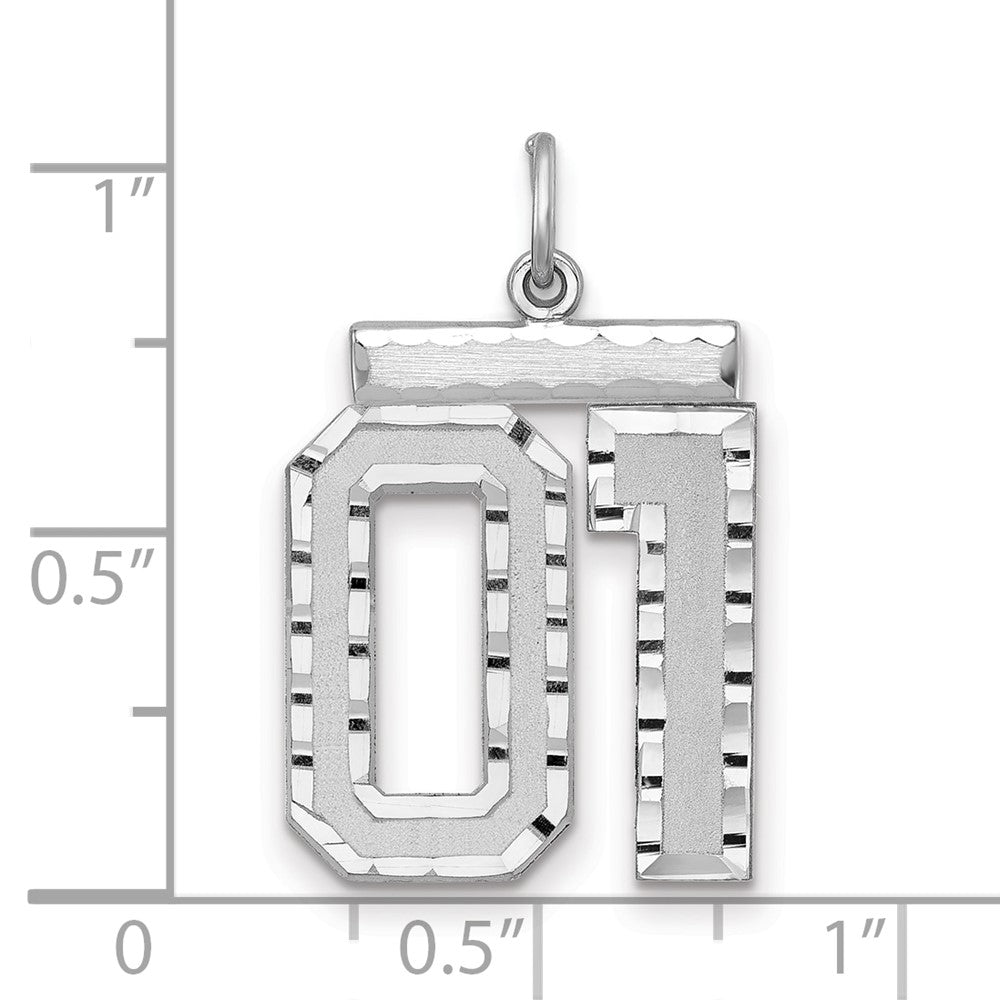 Alternate view of the Sterling Silver, Varsity Collection, Large D/C Pendant, Number 01 by The Black Bow Jewelry Co.