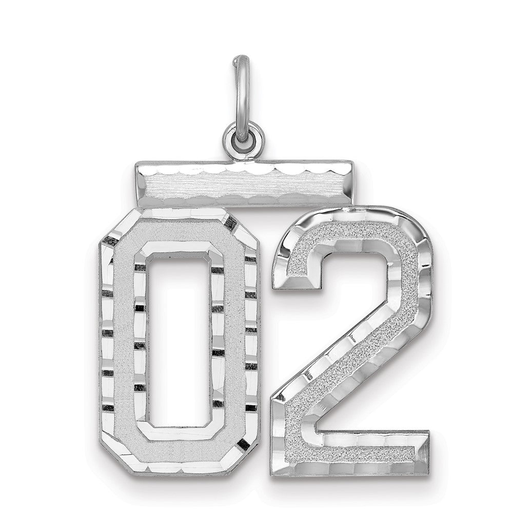 Sterling Silver, Varsity Collection, Large D/C Pendant, Number 02, Item P33460-02 by The Black Bow Jewelry Co.