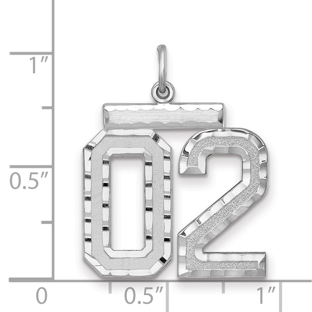 Alternate view of the Sterling Silver, Varsity Collection, Large D/C Pendant, Number 02 by The Black Bow Jewelry Co.