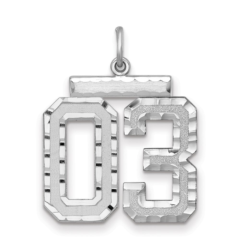 Sterling Silver, Varsity Collection, Large D/C Pendant, Number 03, Item P33460-03 by The Black Bow Jewelry Co.