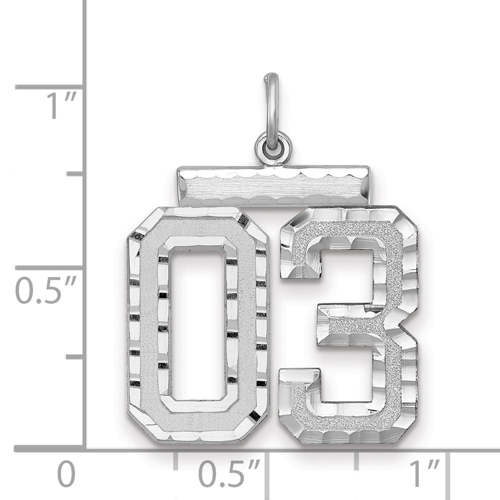 Alternate view of the Sterling Silver, Varsity Collection, Large D/C Pendant, Number 03 by The Black Bow Jewelry Co.