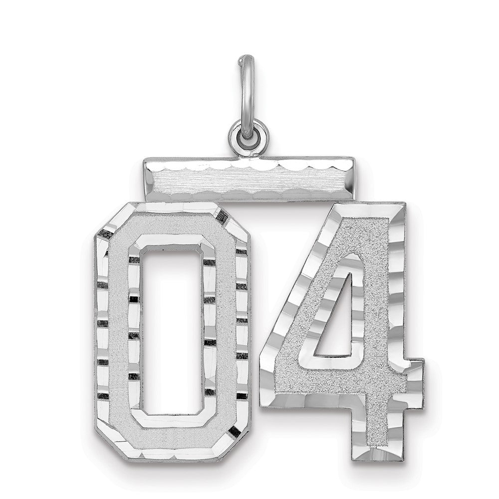 Sterling Silver, Varsity Collection, Large D/C Pendant, Number 04, Item P33460-04 by The Black Bow Jewelry Co.