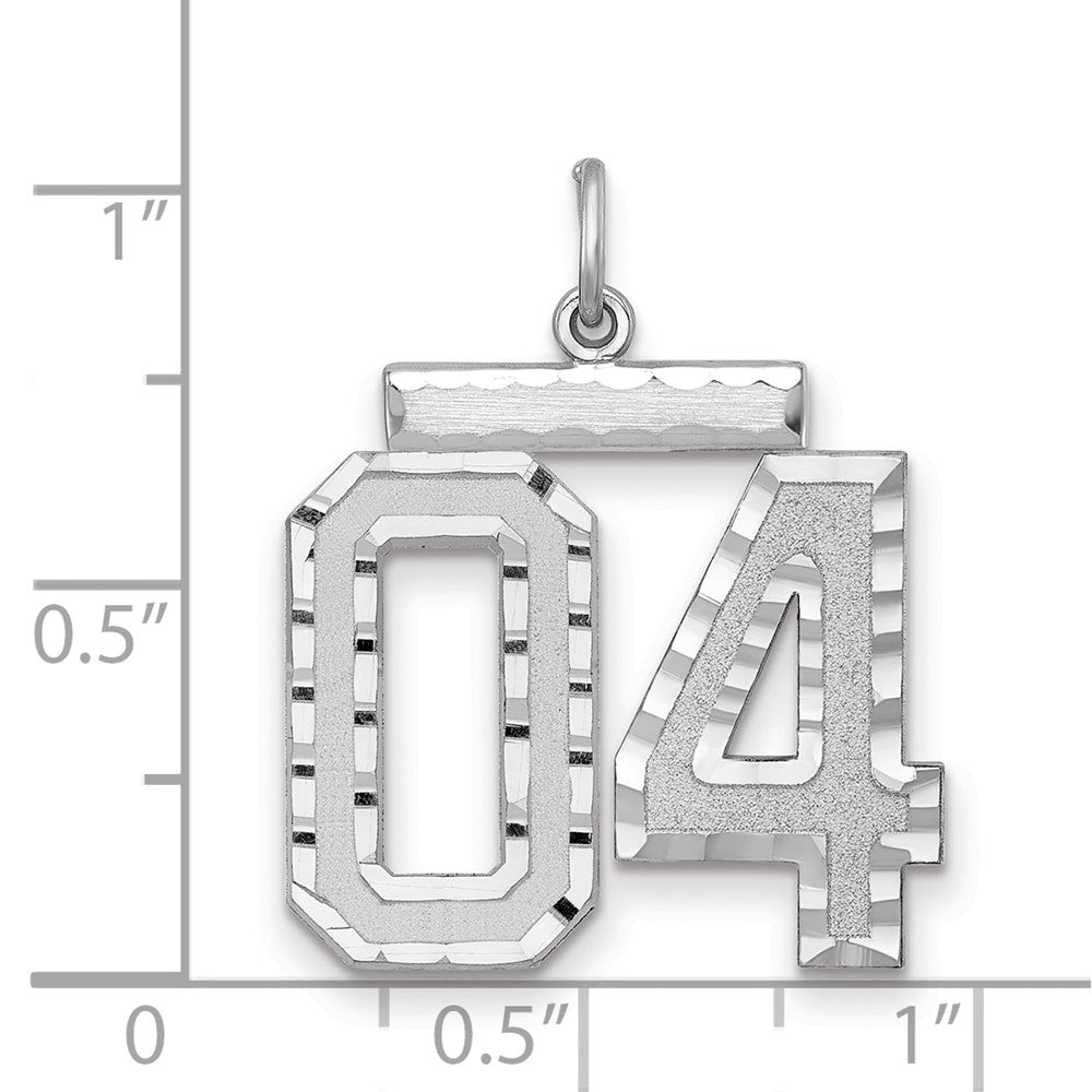 Alternate view of the Sterling Silver, Varsity Collection, Large D/C Pendant, Number 04 by The Black Bow Jewelry Co.