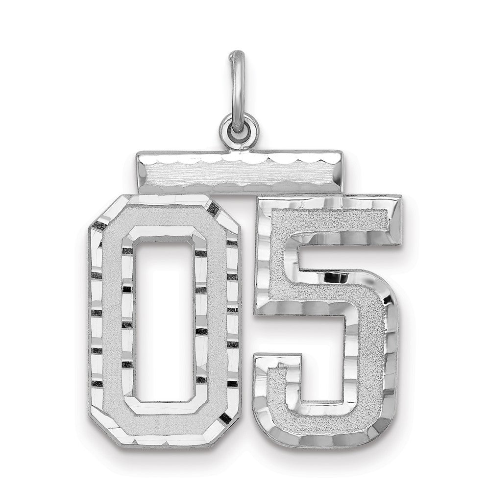 Sterling Silver, Varsity Collection, Large D/C Pendant, Number 05, Item P33460-05 by The Black Bow Jewelry Co.