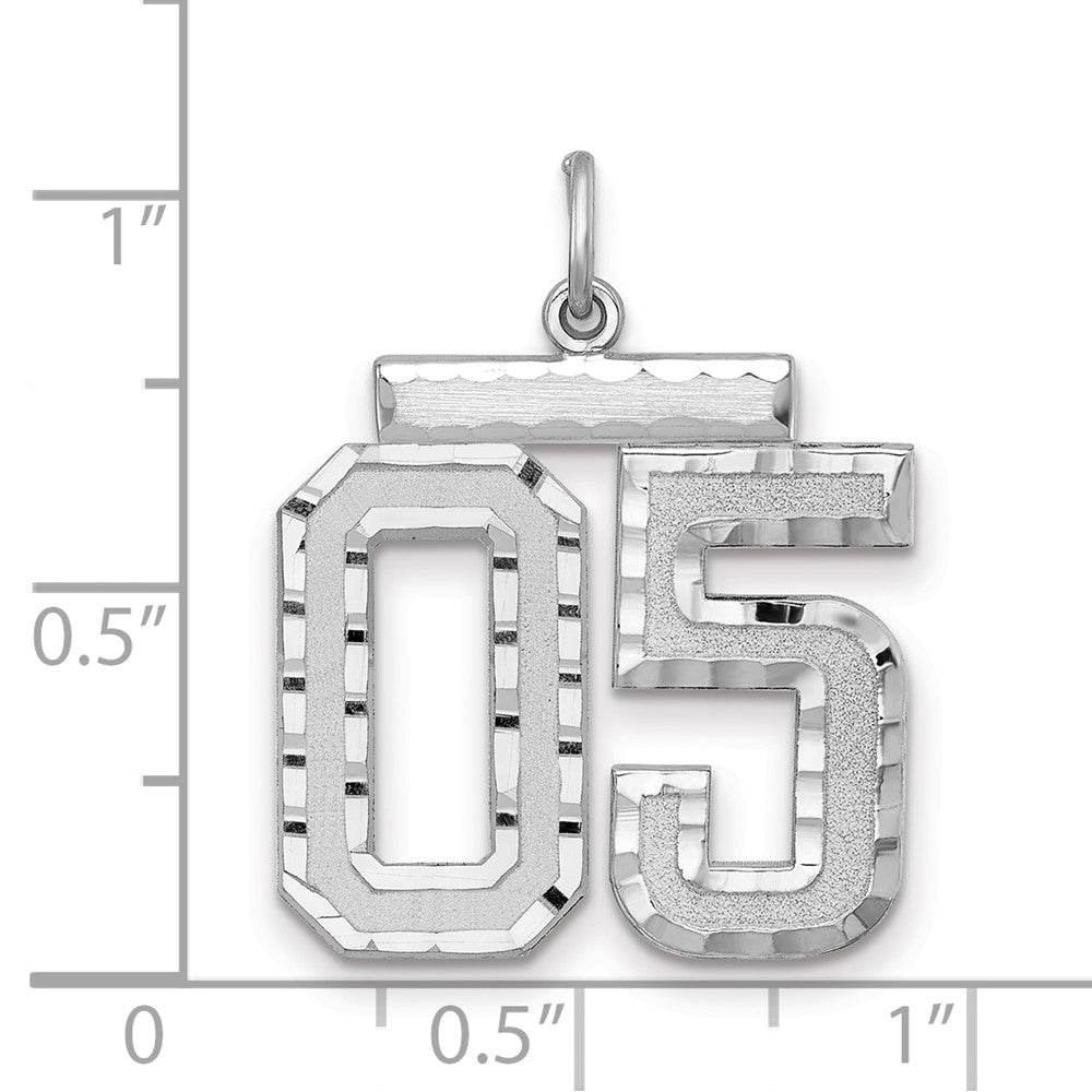 Alternate view of the Sterling Silver, Varsity Collection, Large D/C Pendant, Number 05 by The Black Bow Jewelry Co.