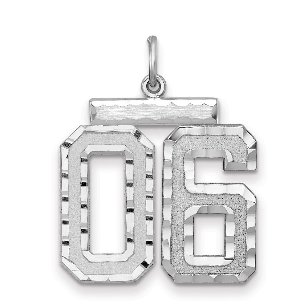 Sterling Silver, Varsity Collection, Large D/C Pendant, Number 06, Item P33460-06 by The Black Bow Jewelry Co.
