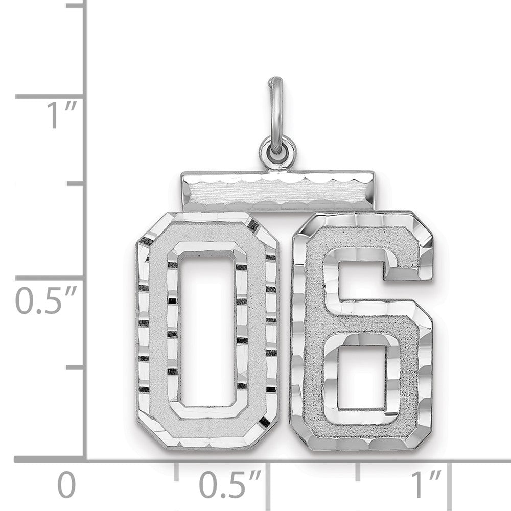 Alternate view of the Sterling Silver, Varsity Collection, Large D/C Pendant, Number 06 by The Black Bow Jewelry Co.