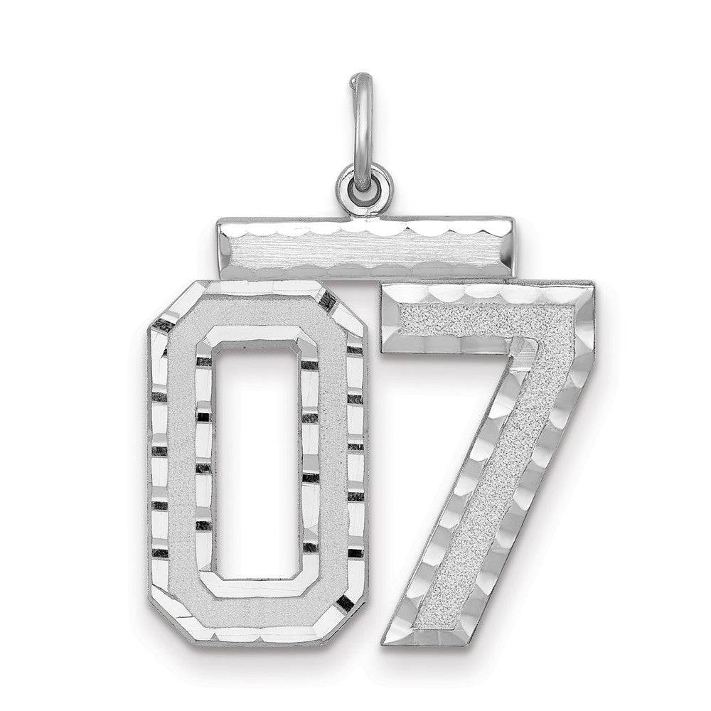 Sterling Silver, Varsity Collection, Large D/C Pendant, Number 07, Item P33460-07 by The Black Bow Jewelry Co.