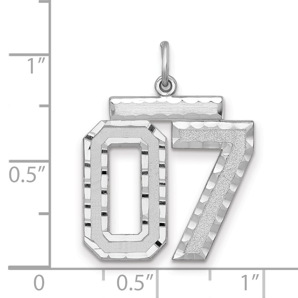 Alternate view of the Sterling Silver, Varsity Collection, Large D/C Pendant, Number 07 by The Black Bow Jewelry Co.