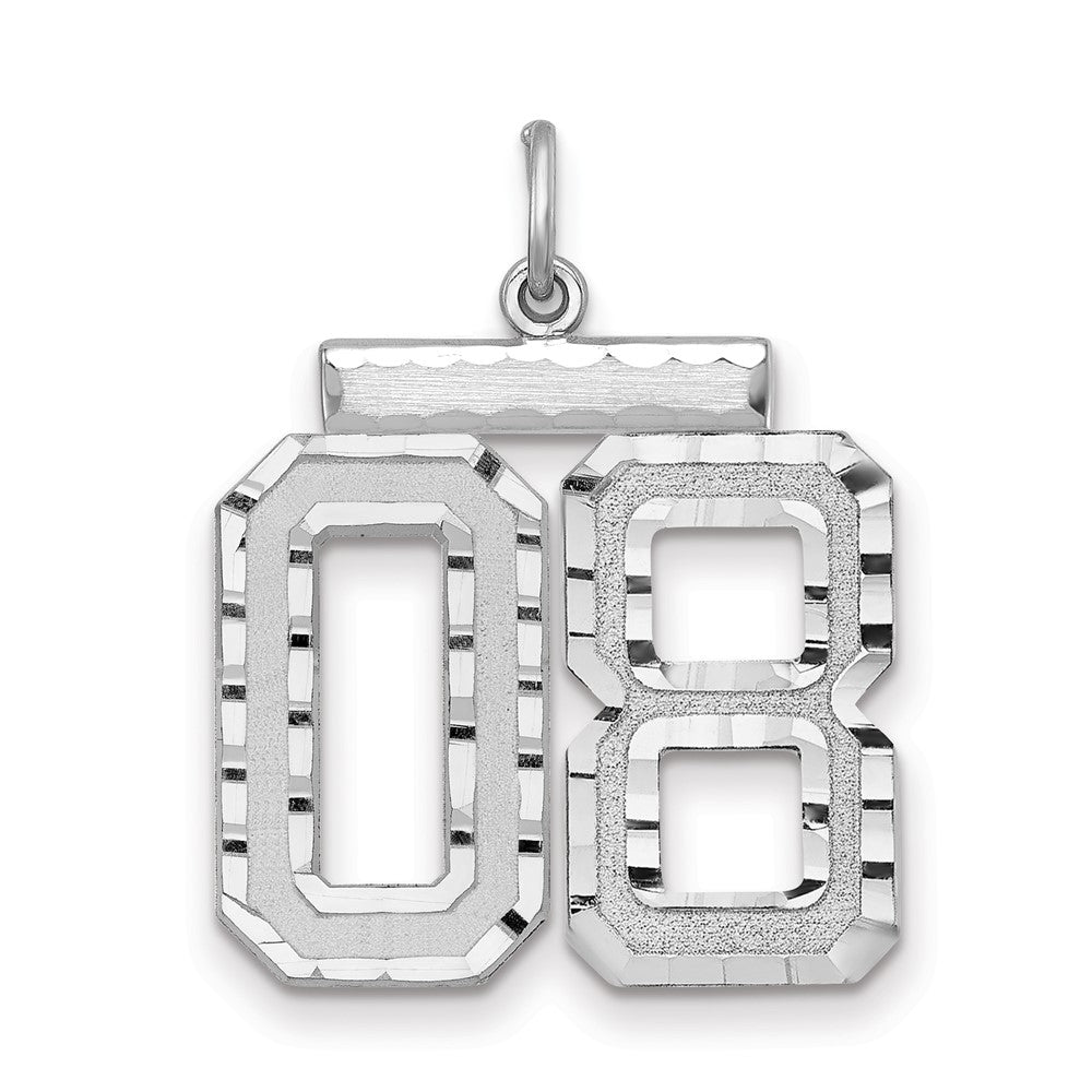 Sterling Silver, Varsity Collection, Large D/C Pendant, Number 08, Item P33460-08 by The Black Bow Jewelry Co.