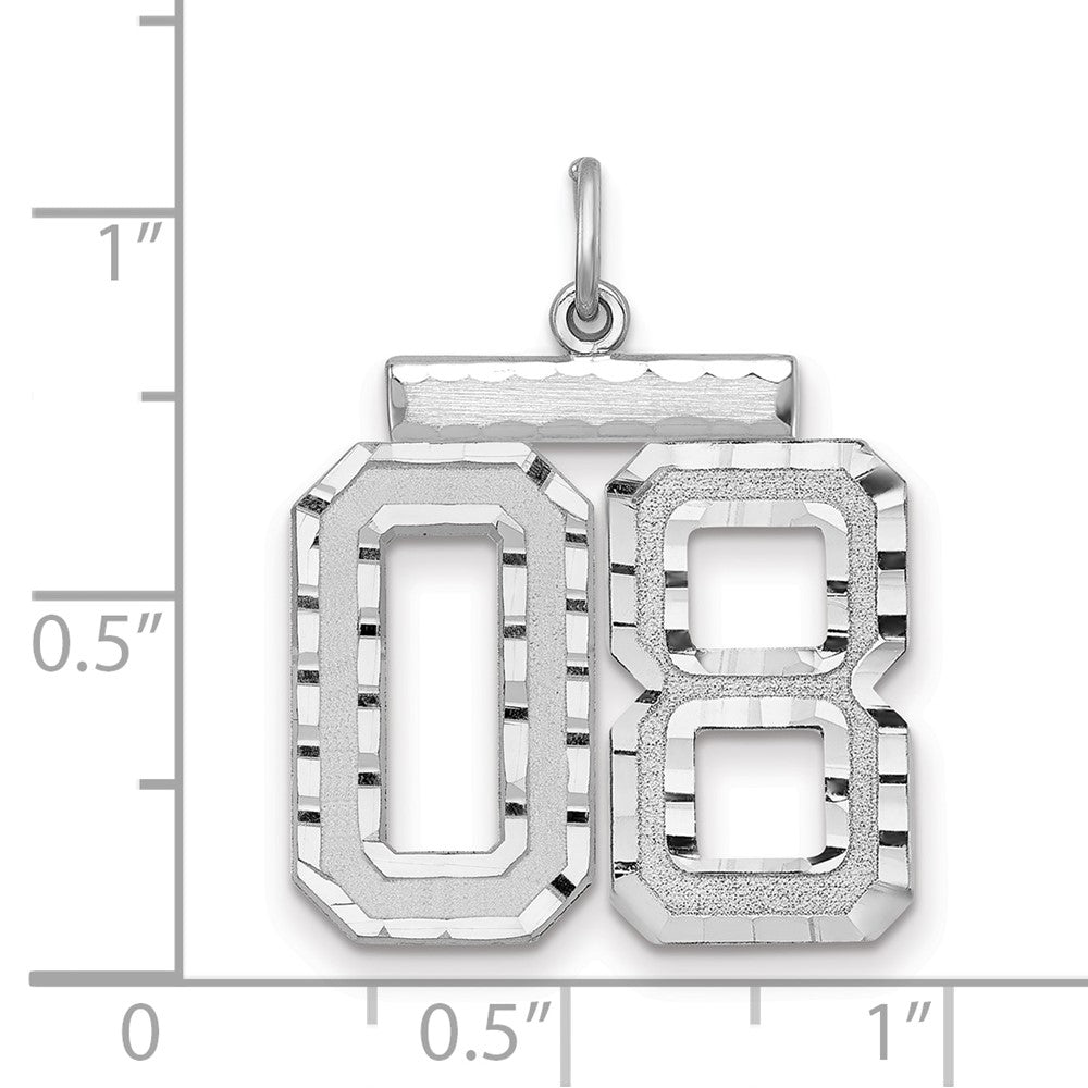 Alternate view of the Sterling Silver, Varsity Collection, Large D/C Pendant, Number 08 by The Black Bow Jewelry Co.