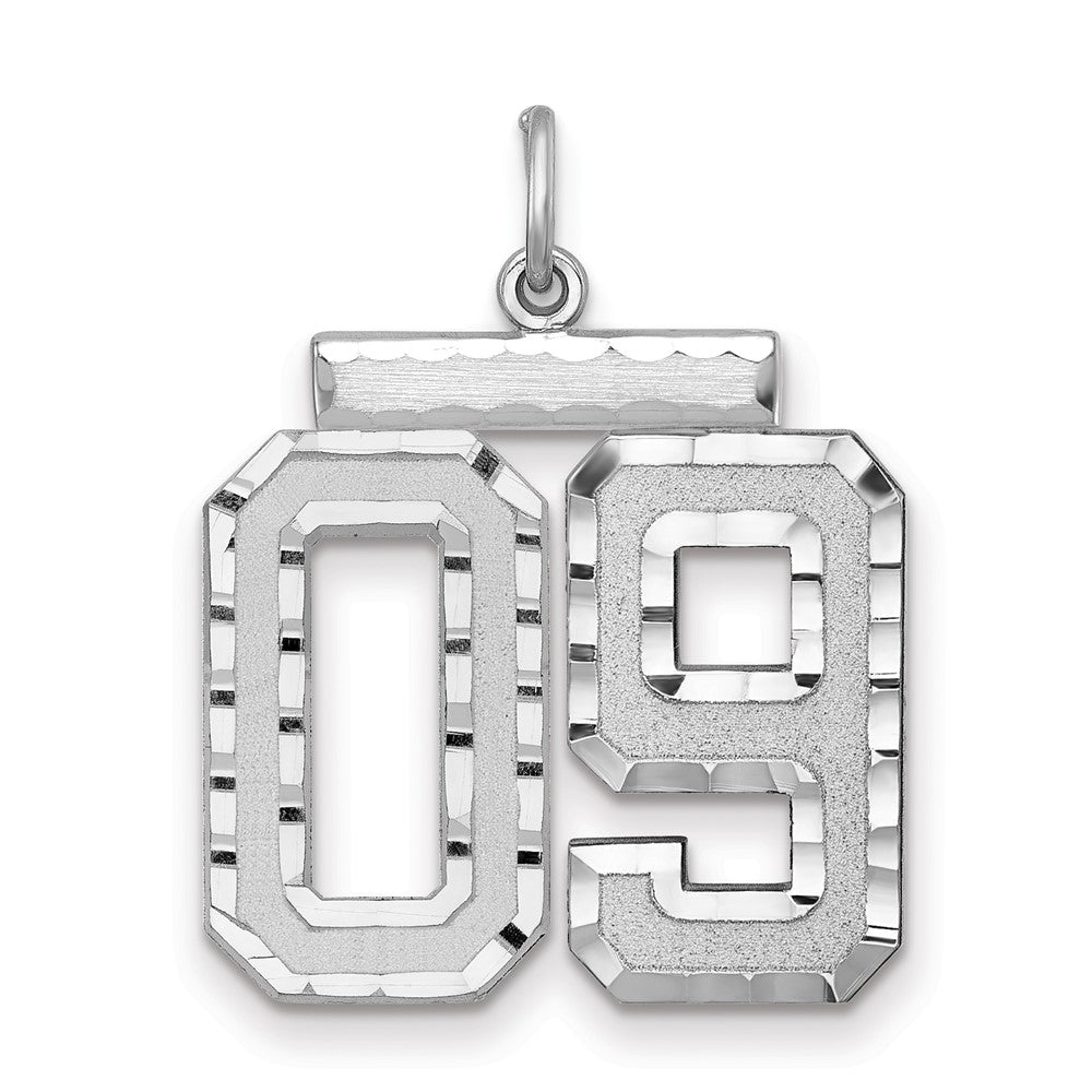 Sterling Silver, Varsity Collection, Large D/C Pendant, Number 09, Item P33460-09 by The Black Bow Jewelry Co.