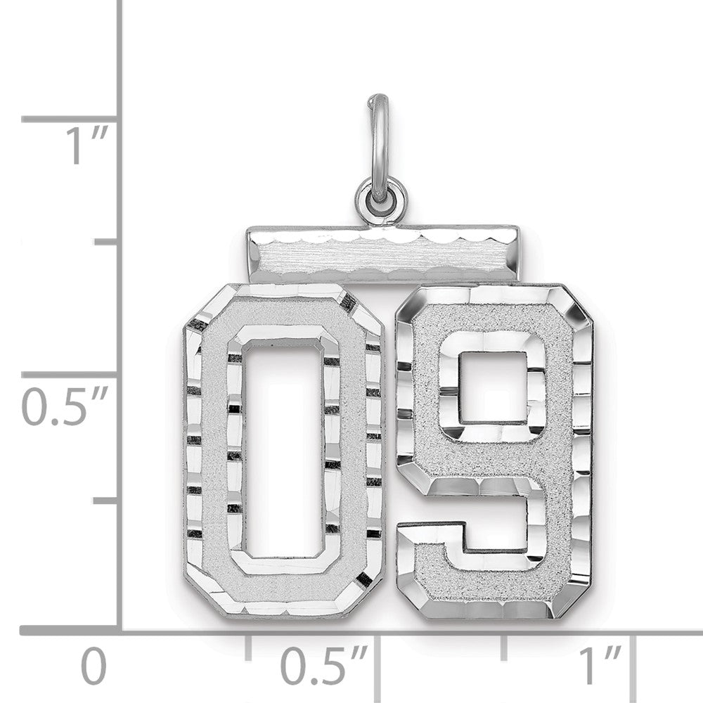 Alternate view of the Sterling Silver, Varsity Collection, Large D/C Pendant, Number 09 by The Black Bow Jewelry Co.
