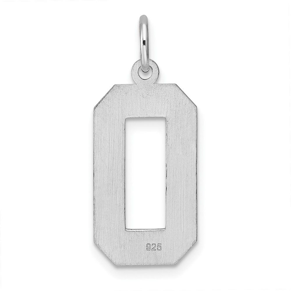 Alternate view of the Sterling Silver, Varsity Collection, Large D/C Pendant, Number 0 by The Black Bow Jewelry Co.
