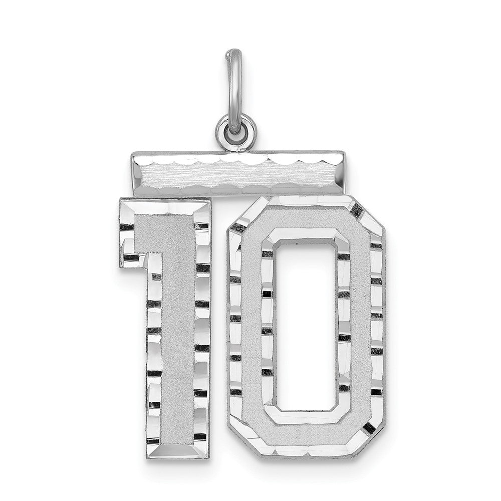 Sterling Silver, Varsity Collection, Large D/C Pendant, Number 10, Item P33460-10 by The Black Bow Jewelry Co.