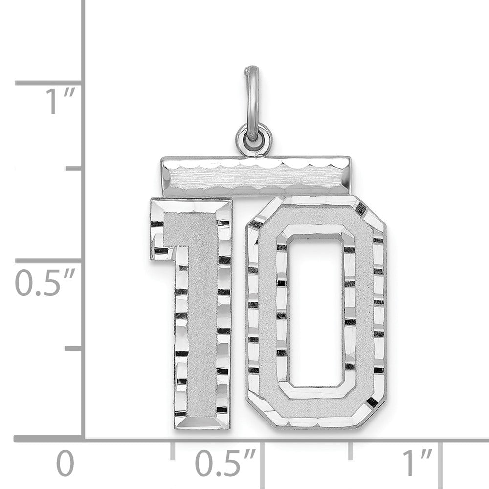 Alternate view of the Sterling Silver, Varsity Collection, Large D/C Pendant, Number 10 by The Black Bow Jewelry Co.