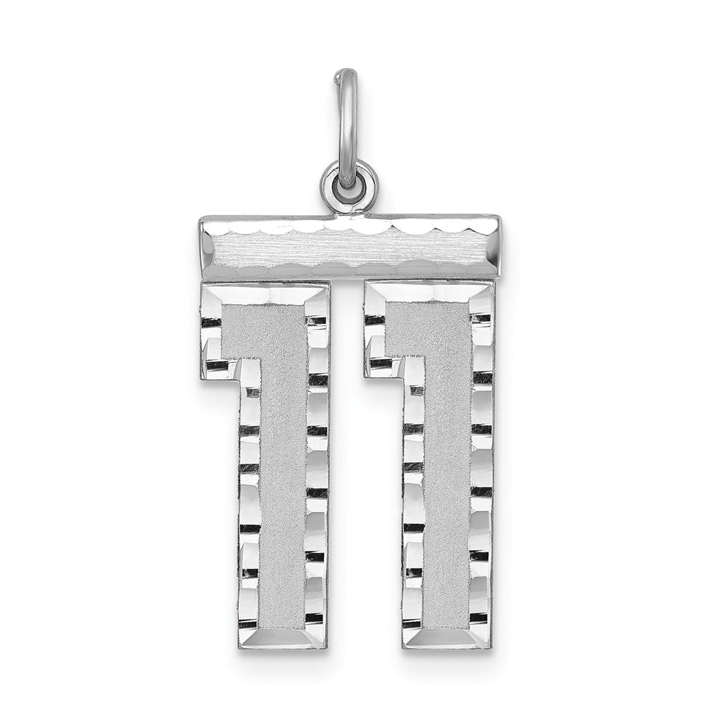 Sterling Silver, Varsity Collection, Large D/C Pendant, Number 11, Item P33460-11 by The Black Bow Jewelry Co.