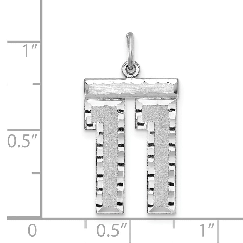 Alternate view of the Sterling Silver, Varsity Collection, Large D/C Pendant, Number 11 by The Black Bow Jewelry Co.