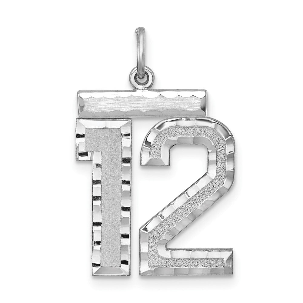 Sterling Silver, Varsity Collection, Large D/C Pendant, Number 12, Item P33460-12 by The Black Bow Jewelry Co.
