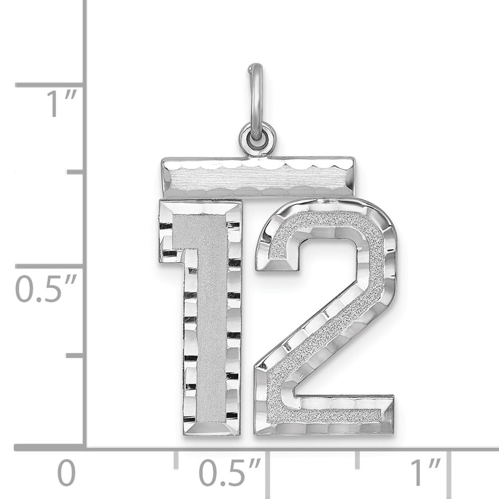 Alternate view of the Sterling Silver, Varsity Collection, Large D/C Pendant, Number 12 by The Black Bow Jewelry Co.