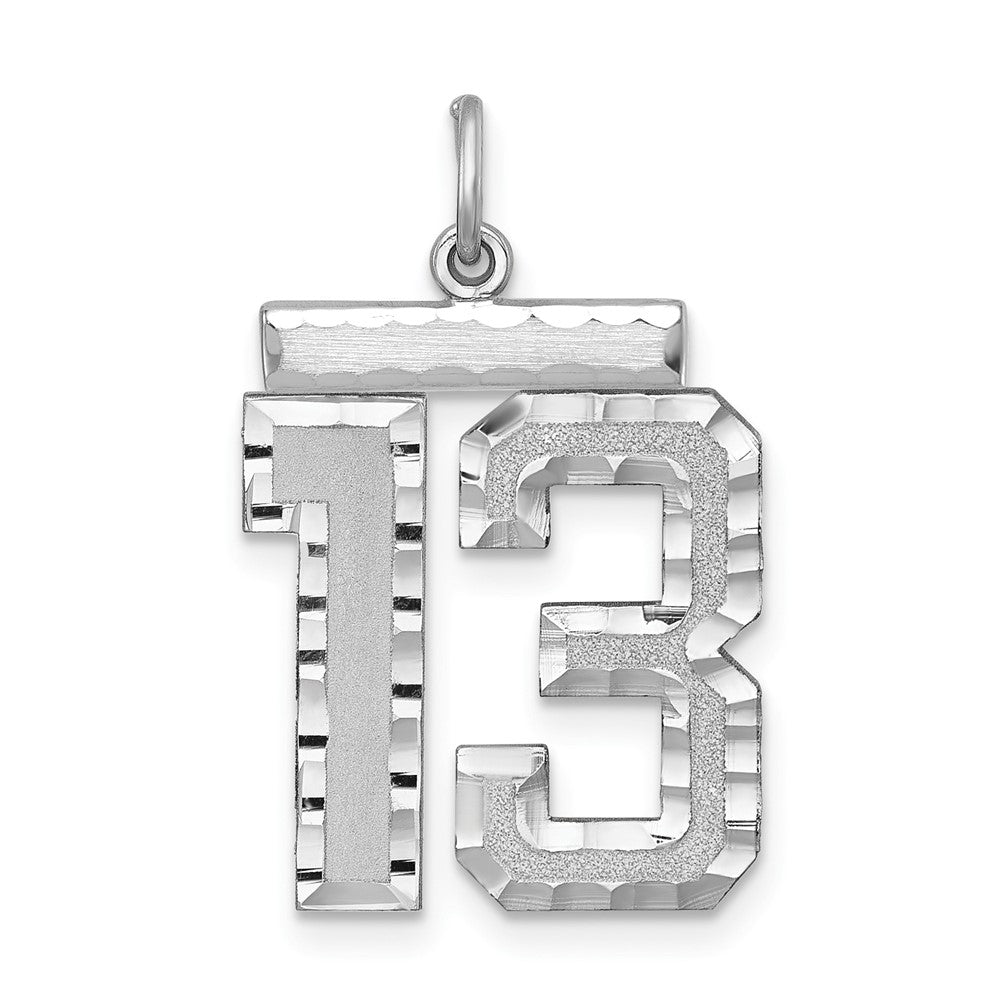 Sterling Silver, Varsity Collection, Large D/C Pendant, Number 13, Item P33460-13 by The Black Bow Jewelry Co.