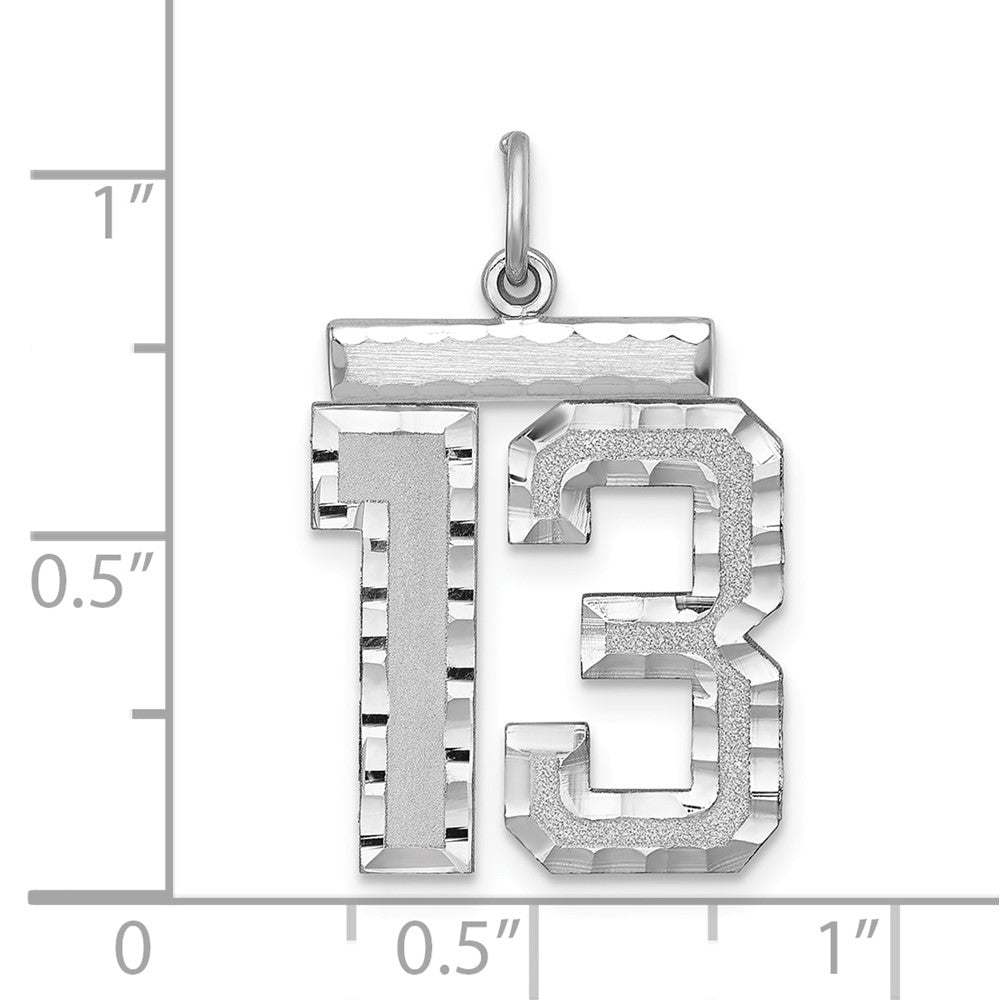 Alternate view of the Sterling Silver, Varsity Collection, Large D/C Pendant, Number 13 by The Black Bow Jewelry Co.