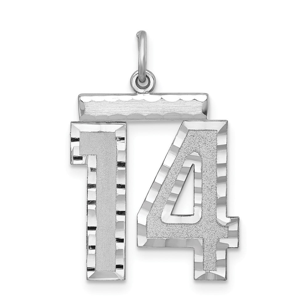 Sterling Silver, Varsity Collection, Large D/C Pendant, Number 14, Item P33460-14 by The Black Bow Jewelry Co.