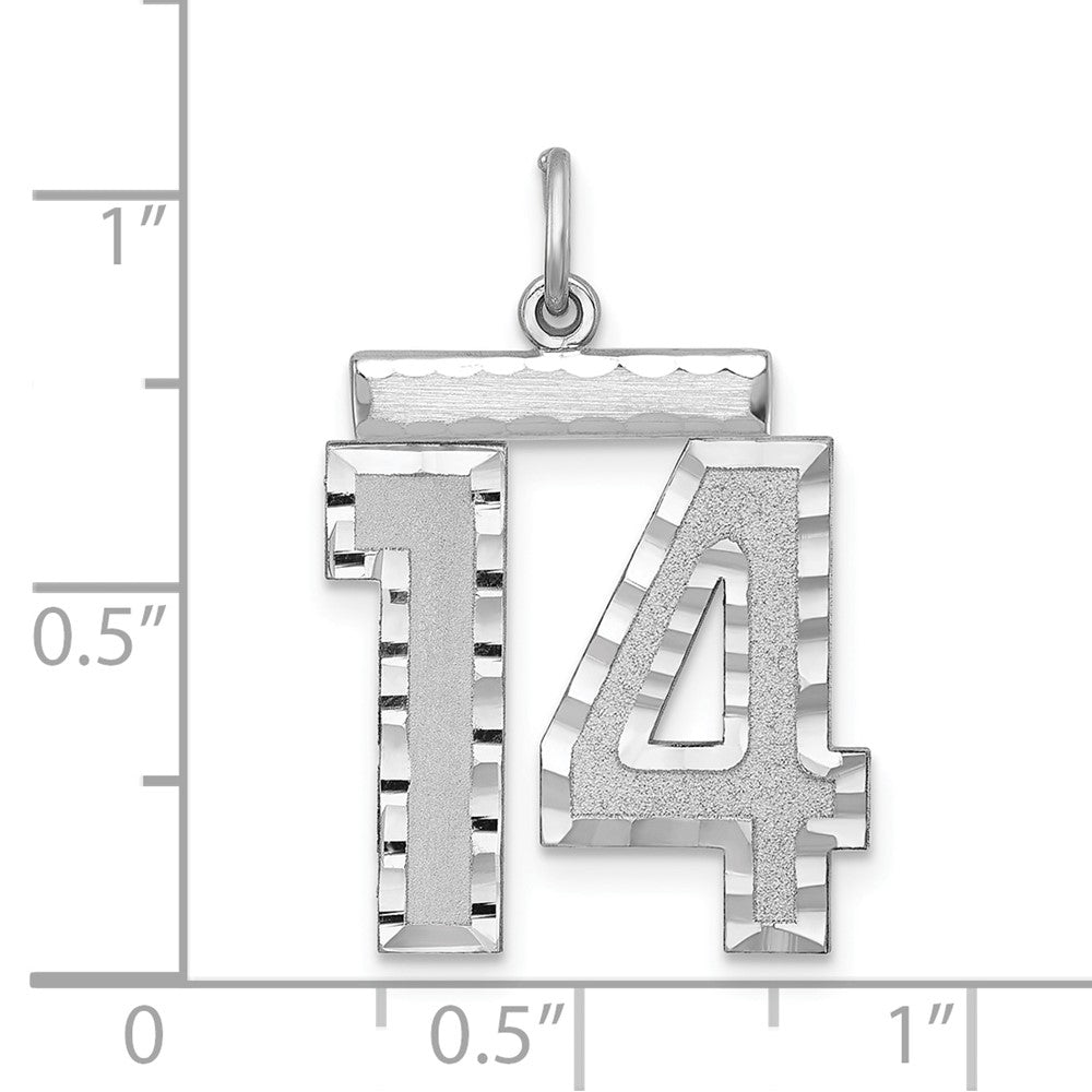 Alternate view of the Sterling Silver, Varsity Collection, Large D/C Pendant, Number 14 by The Black Bow Jewelry Co.