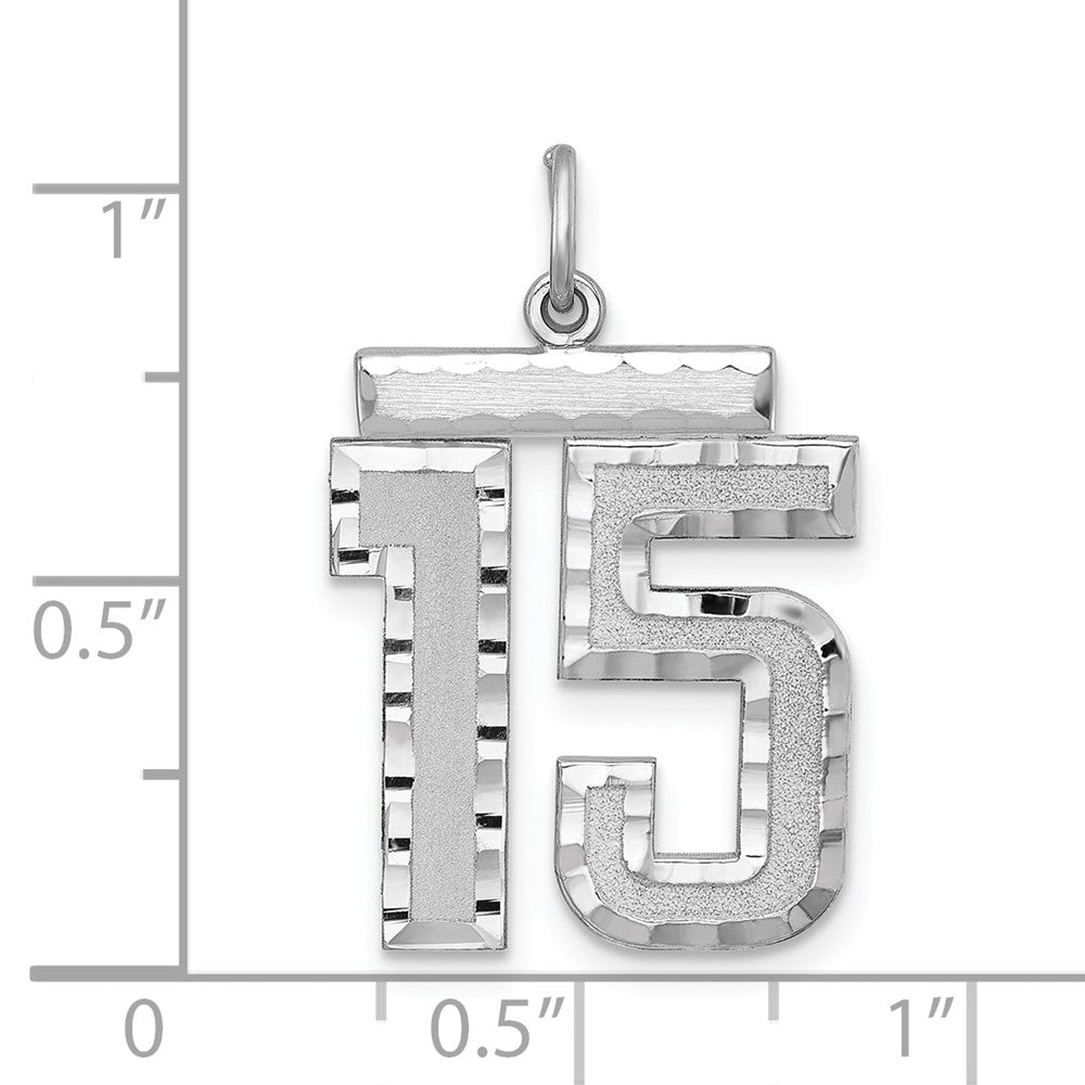 Alternate view of the Sterling Silver, Varsity Collection, Large D/C Pendant, Number 15 by The Black Bow Jewelry Co.