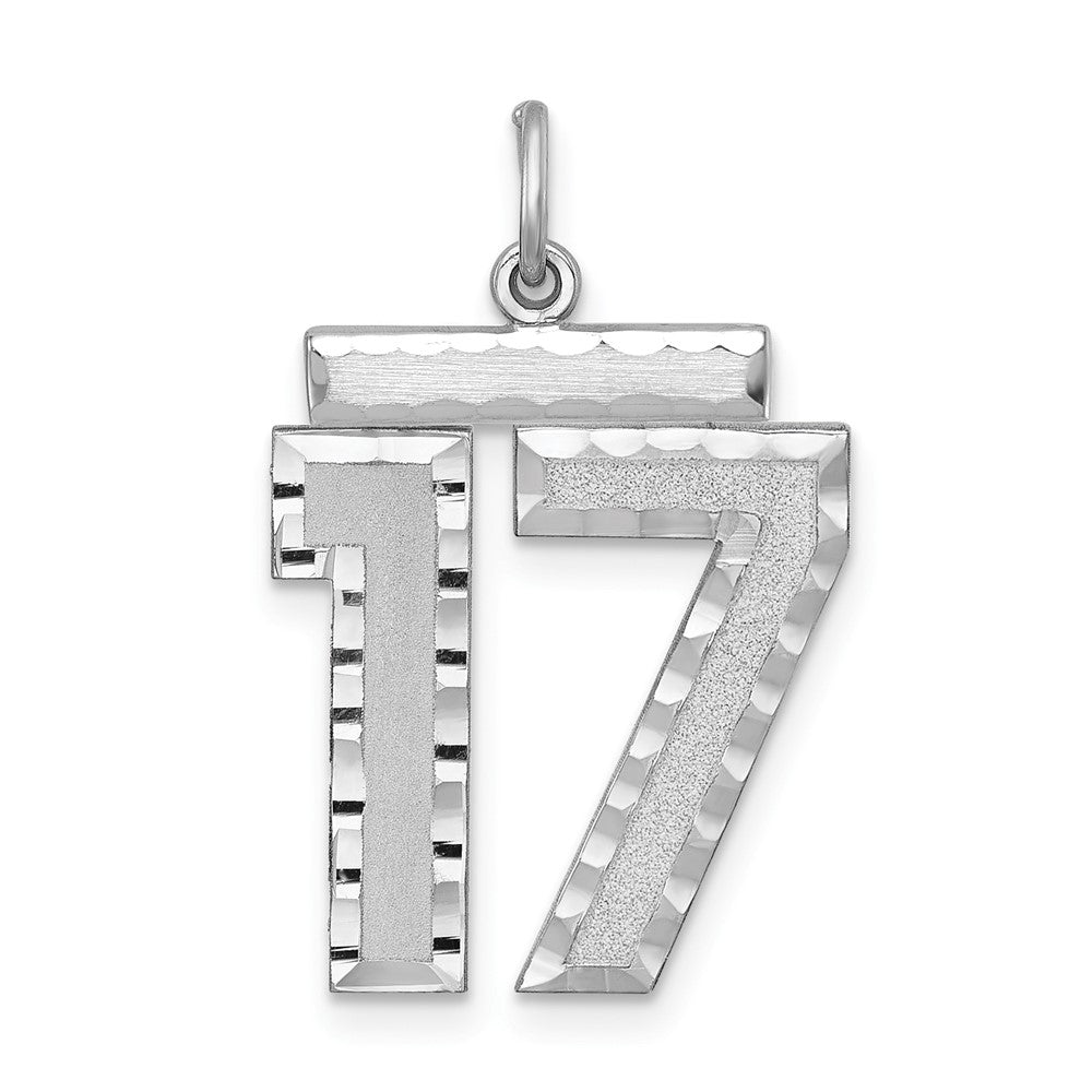 Sterling Silver, Varsity Collection, Large D/C Pendant, Number 17, Item P33460-17 by The Black Bow Jewelry Co.