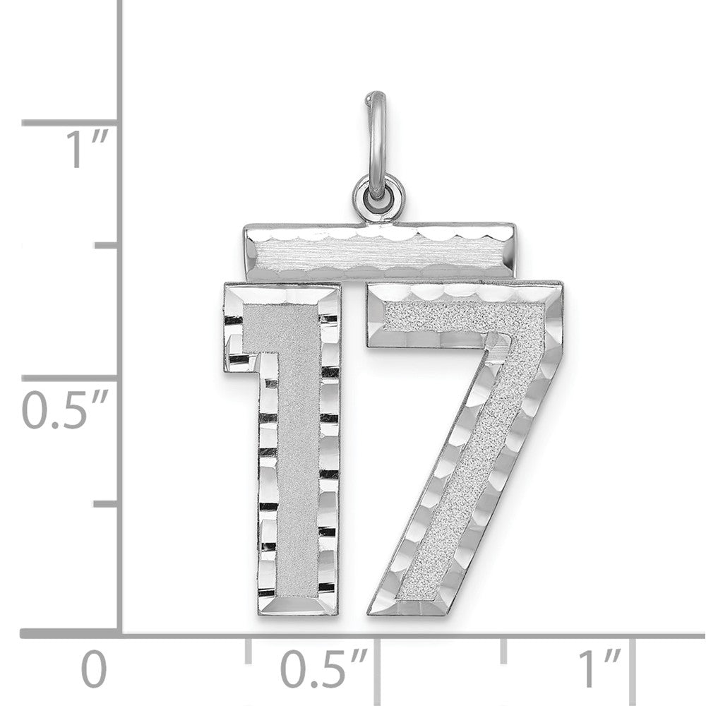 Alternate view of the Sterling Silver, Varsity Collection, Large D/C Pendant, Number 17 by The Black Bow Jewelry Co.
