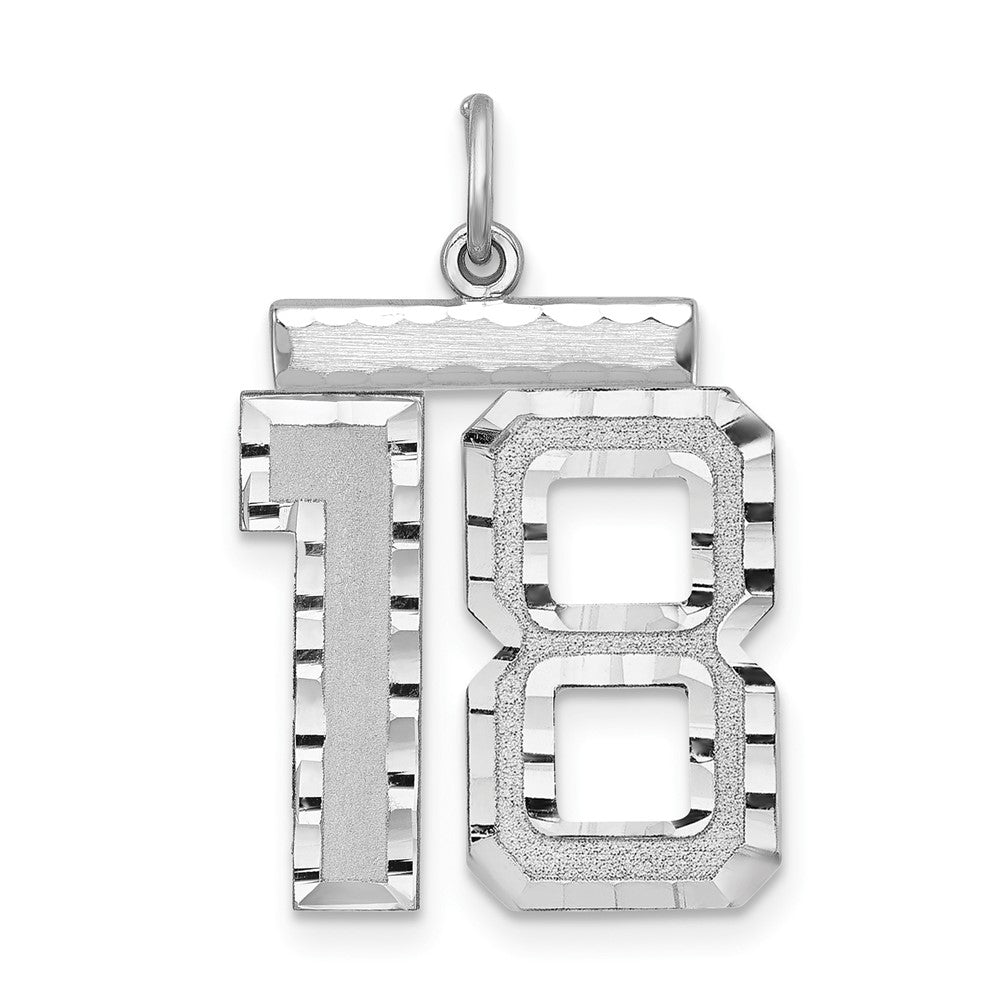 Sterling Silver, Varsity Collection, Large D/C Pendant, Number 18, Item P33460-18 by The Black Bow Jewelry Co.