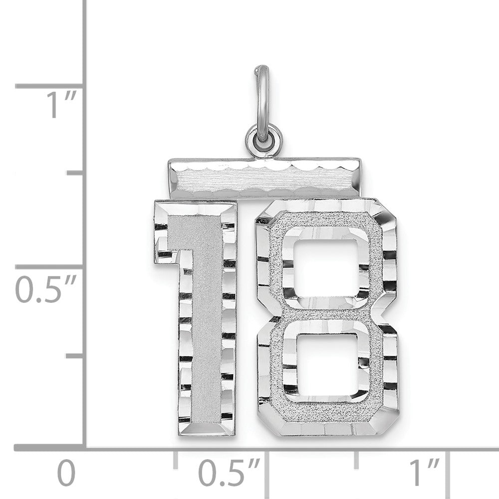 Alternate view of the Sterling Silver, Varsity Collection, Large D/C Pendant, Number 18 by The Black Bow Jewelry Co.