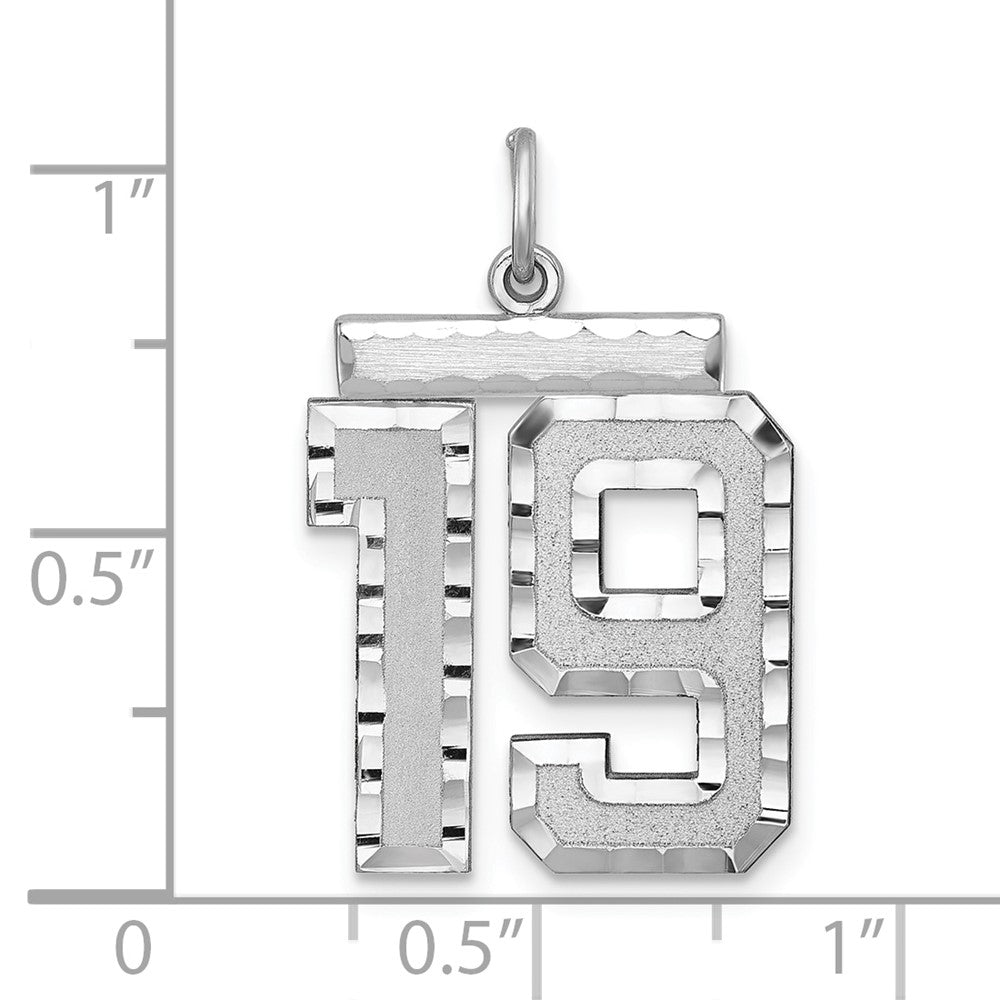 Alternate view of the Sterling Silver, Varsity Collection, Large D/C Pendant, Number 19 by The Black Bow Jewelry Co.