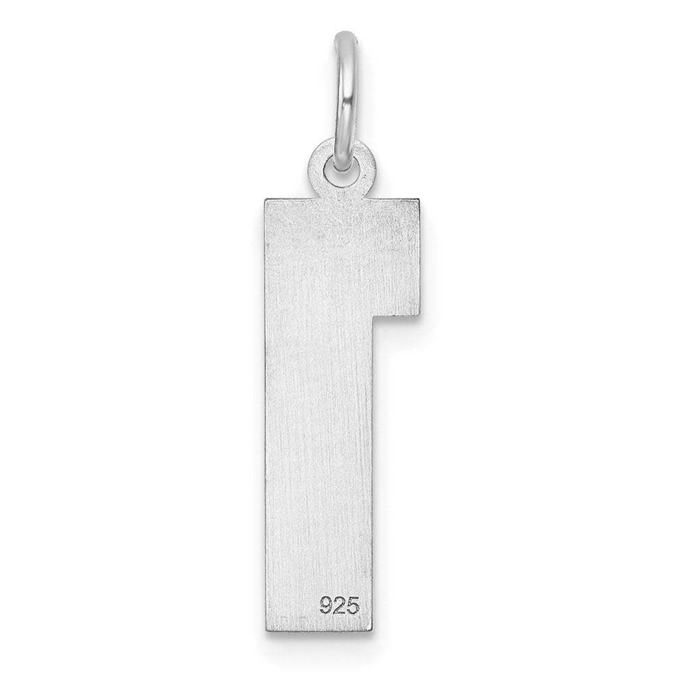Alternate view of the Sterling Silver, Varsity Collection, Large D/C Pendant, Number 1 by The Black Bow Jewelry Co.
