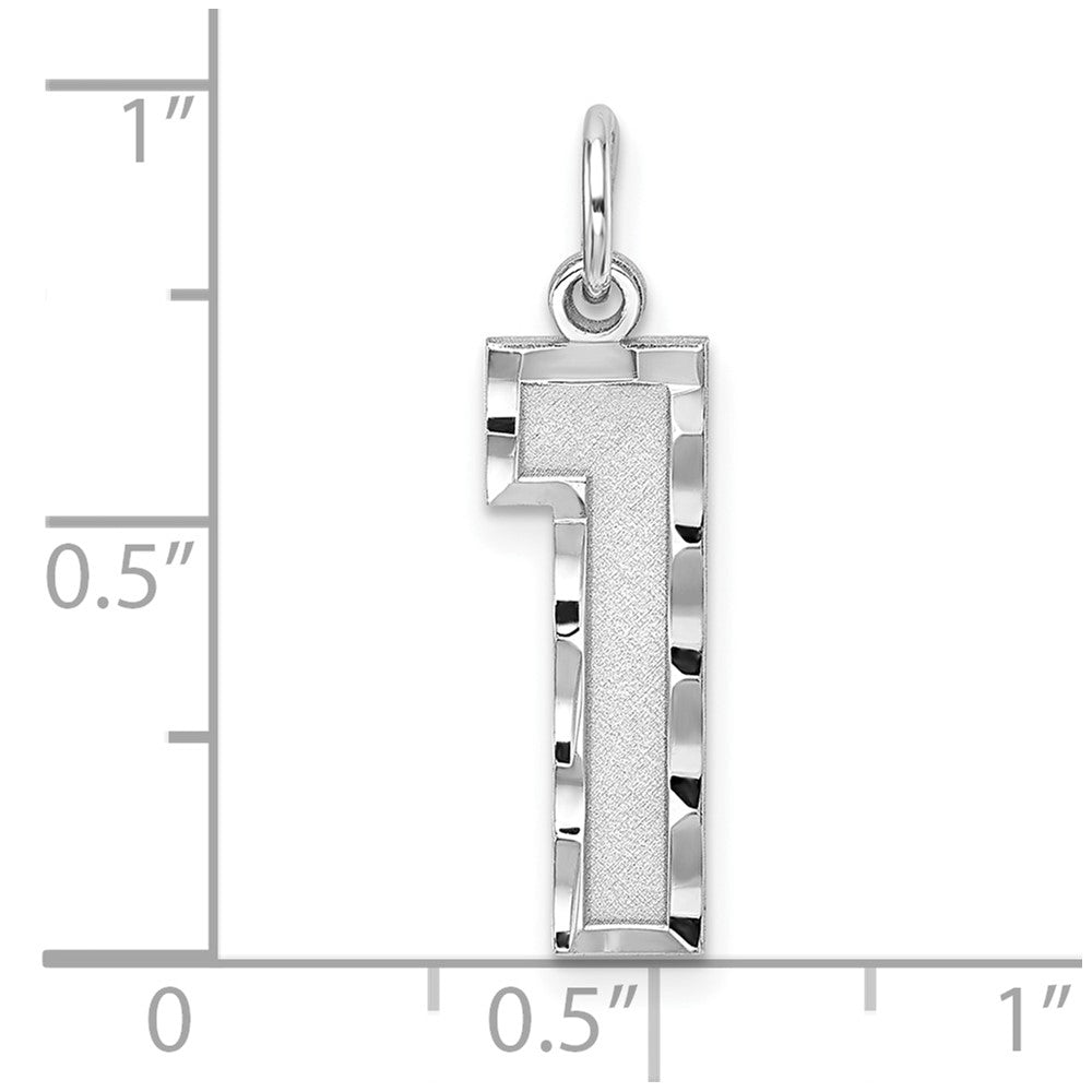 Alternate view of the Sterling Silver, Varsity Collection, Large D/C Pendant, Number 1 by The Black Bow Jewelry Co.