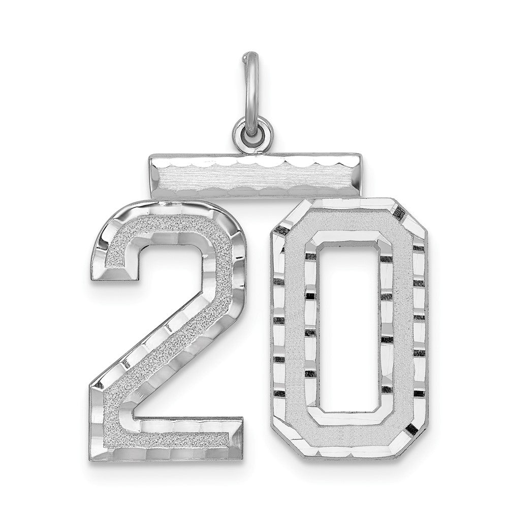 Sterling Silver, Varsity Collection, Large D/C Pendant, Number 20, Item P33460-20 by The Black Bow Jewelry Co.