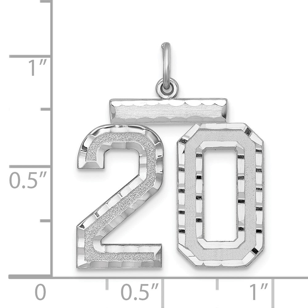 Alternate view of the Sterling Silver, Varsity Collection, Large D/C Pendant, Number 20 by The Black Bow Jewelry Co.