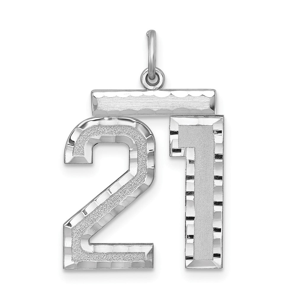 Sterling Silver, Varsity Collection, Large D/C Pendant, Number 21, Item P33460-21 by The Black Bow Jewelry Co.