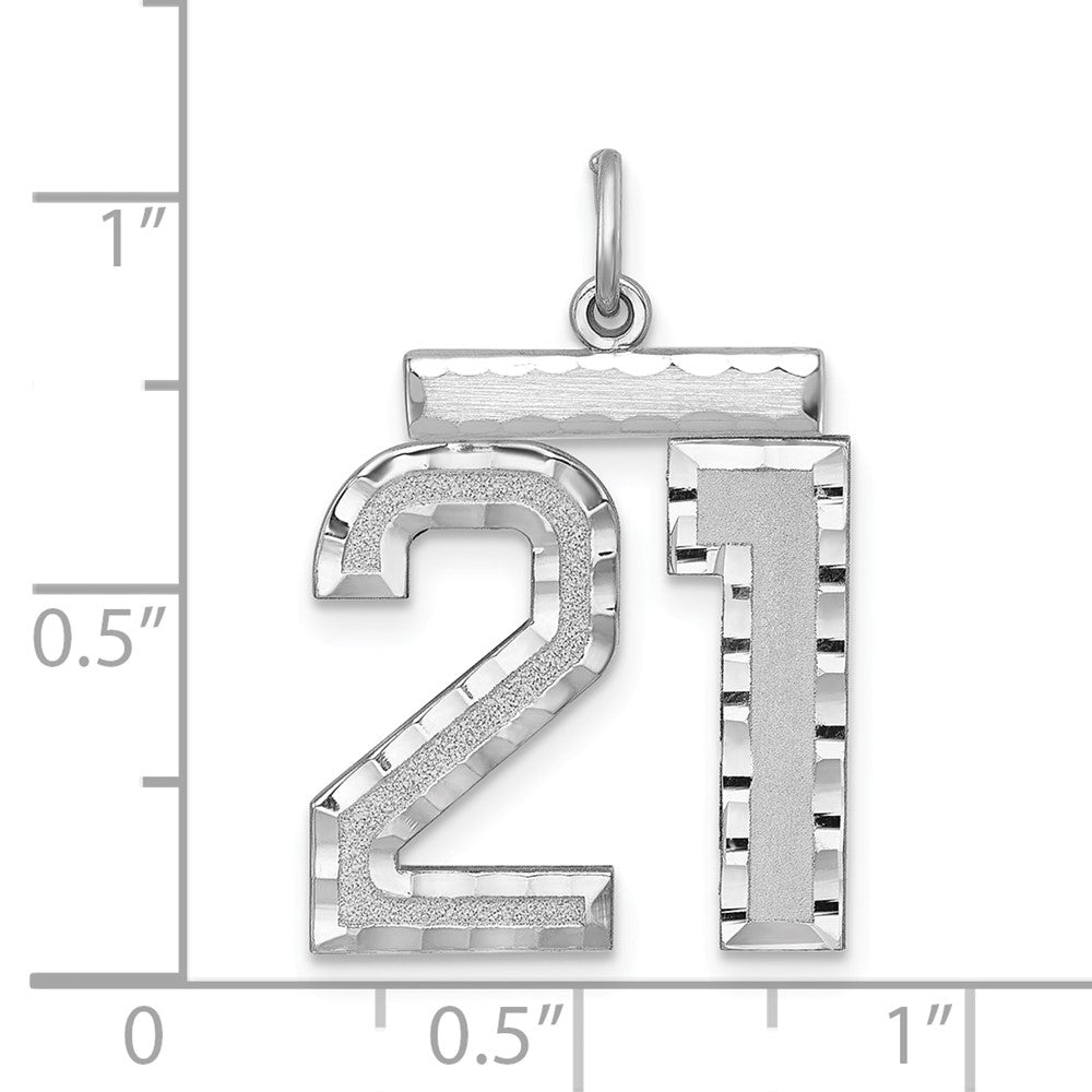 Alternate view of the Sterling Silver, Varsity Collection, Large D/C Pendant, Number 21 by The Black Bow Jewelry Co.