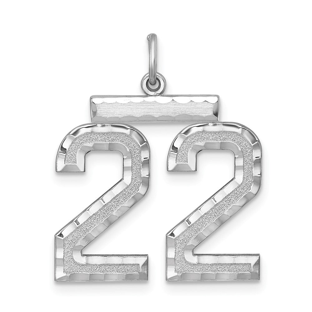 Sterling Silver, Varsity Collection, Large D/C Pendant, Number 22, Item P33460-22 by The Black Bow Jewelry Co.